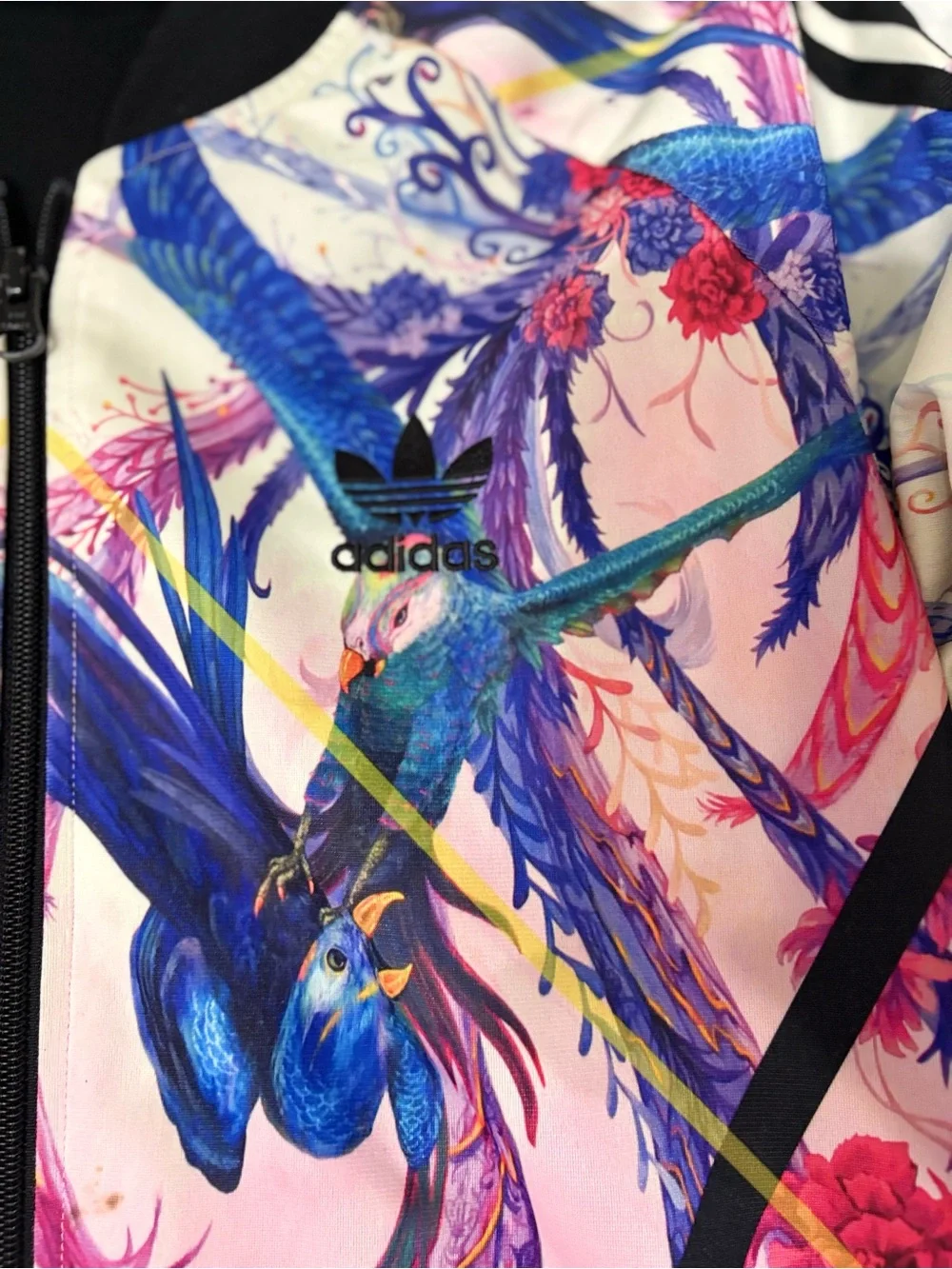 ADIDAS Florera Optic Bloom Women's Size M Track Jacket Multi Trefoil Colorful